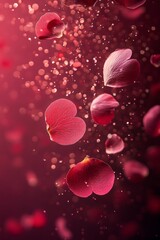 Sticker - Delicate pink petals floating gracefully in a dreamy background.