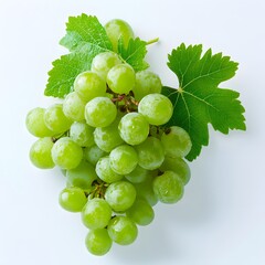 Wall Mural - 241. A fresh bunch of green grapes isolated on a smooth white background