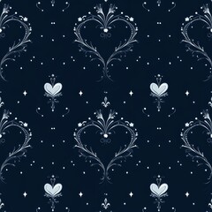 Sticker - Elegant heart-patterned design on a dark background.