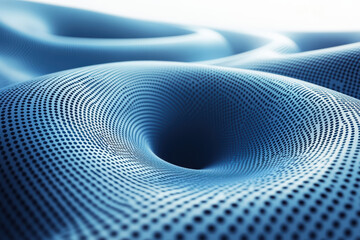 Poster - Abstract image featuring a smooth blue fabric with a vortex shape, showcasing texture and depth in a serene and minimalist design.