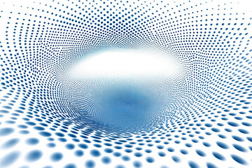 Poster - Abstract blue and white dotted pattern creating a mesmerizing vortex effect, perfect for backgrounds or artistic designs.