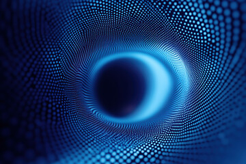 Poster - Abstract blue vortex composed of numerous tiny dots, creating a mesmerizing swirling pattern with an optical illusion effect. Ideal for backgrounds and design.