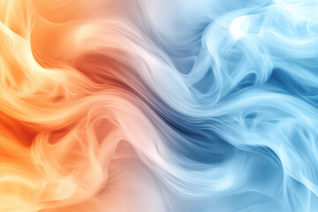 Poster - abstract art of swirling orange and blue smoke-like patterns creating a mesmerizing contrast of warm
