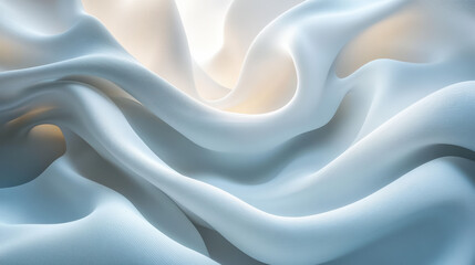 Poster - Smooth, flowing white fabric creates an elegant abstract background. Soft folds and gentle waves convey a sense of calm and luxury.