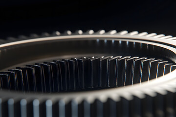 Wall Mural - highly detailed close-up of two interconnected gears | precision engineering and mechanical design