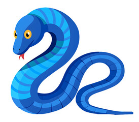 Blue snake, the animal symbolizing year 2025, isolated on tranparent background, PNG file, Generative AI	