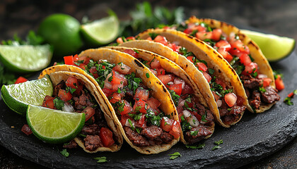 Canvas Print - Grilled beef taco with guacamole and cilantro freshness generated by AI