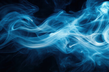 Poster - captivating abstract background featuring swirling blue smoke patterns on a dark backdrop, creating 