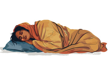 Wall Mural - homeless indian woman isolated