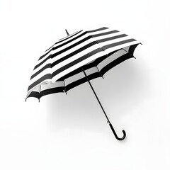 221. A classic black and white striped umbrella isolated on a clean white background