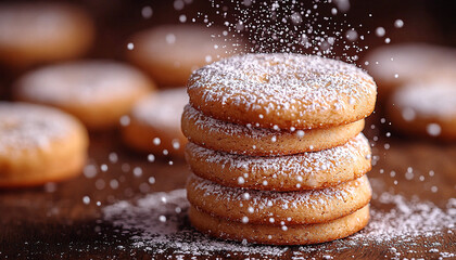 Wall Mural - Homemade cookie stack on rustic wooden table freshness generated by AI