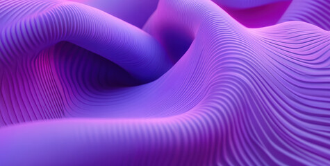 Poster - Abstract purple waves with smooth curves and textured surface, creating a calming and modern design in soft lighting.