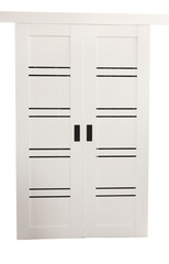 Canvas Print - New modern white wooden doors in store