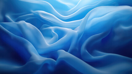 Poster - A serene and abstract close-up of flowing blue fabric, showcasing soft waves and gentle textures that evoke tranquility and elegance.