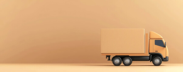 Package icon, truck icon, logistics and ecommerce shipping, 3D illustration