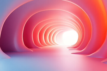 Poster - Abstract tunnel with vibrant pink and blue colors, showcasing a futuristic design and dynamic lighting, creating a sense of depth and movement.