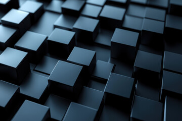 Poster - Abstract geometric background with  black cubes creating a modern, sleek look. Perfect for technology, innovation, and design concepts.