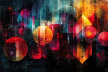 Poster - A collection of interlocking geometric shapes, such as circles, triangles, and hexagons,