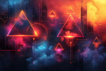 Poster - A collection of interlocking geometric shapes, such as circles, triangles, and hexagons,