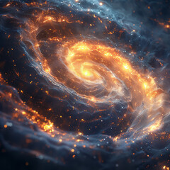 Aufkleber - An abstract digital vortex of swirling particles and waves, emitting soft light from the center,