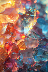 Poster - A series of stacked, irregular shapes resembling fragmented glass shards,