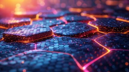 Aufkleber - A futuristic 3D element of interwoven hexagonal grids,
