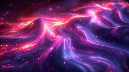 Aufkleber - A 3D abstract element of twisted tubes filled with neon liquid, looping in complex patterns,