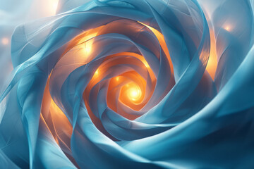 Aufkleber - a floating 3d geometric spiral composed of triangles and rectangles,