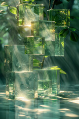 Poster - A creative composition featuring floating 3D cubes with rounded edges,