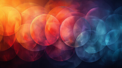 Aufkleber - An abstract composition of layered translucent circles and squares,