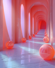 Aufkleber - A geometric landscape of 3D cones and spheres,