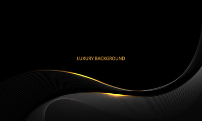 Poster - Abstract black gold line dynamic luxury curve smooth with blank space design modern premium elegant background vector