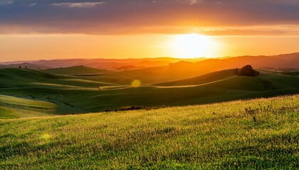 Wall Mural - sunset over the mountains