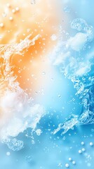 Poster - Vibrant abstract water splash design showcasing dynamic movement in orange and blue tones, perfect for creative projects.