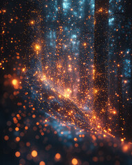 Poster - Endless rows of data points represented by small glowing dots and lines,