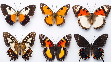 Wall Mural - Collection of Six Diverse Butterflies 