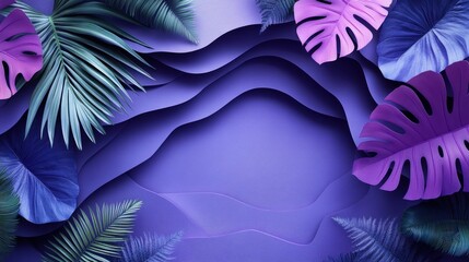 Canvas Print - Tropical Leaves Paper Cutout Design