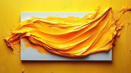 Poster - Abstract Yellow Paint Swirl on Canvas