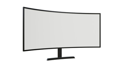 Ultra widescreen computer monitor mock up on isolated background. Blank screen monitor mock up. Television or computer screen mock up on isolated background. Ultrawide lcd monitor mock up.