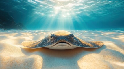 Wall Mural - Underwater Encounter with a Spotted Ray