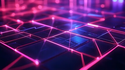 Wall Mural - abstract cyber grid with glowing neon lines and futuristic design
