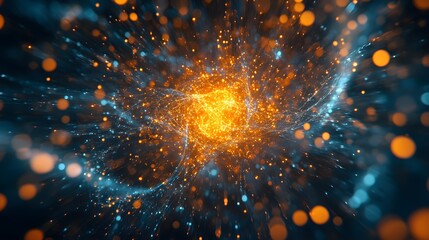Wall Mural - dynamic abstract energy burst with glowing particles