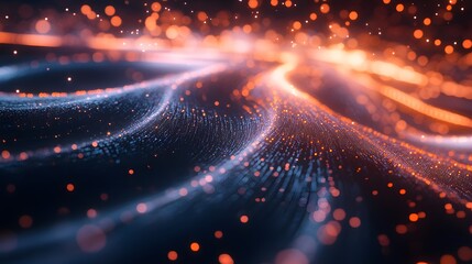 Wall Mural - abstract data stream with glowing particles in motion