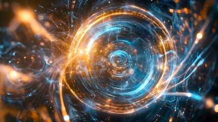 Wall Mural - abstract quantum computing core with dynamic energy flow