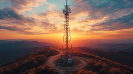 Sticker - Telecommunication Tower at Sunset