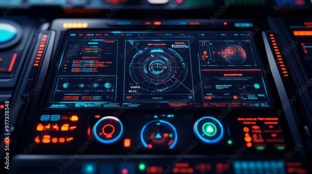 Space Observation Instruments Statistic Gui Space exploration simulator interface, holographic planetary systems ...