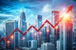 © MIkrom - A global graph with an arrow showing financial growth and success in a city skyline
