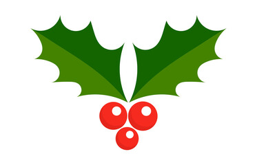 Wall Mural - christmas plant holly berries icon. png illustration.