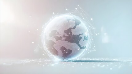 Wall Mural - minimalistic futuristic globe with digital network connections