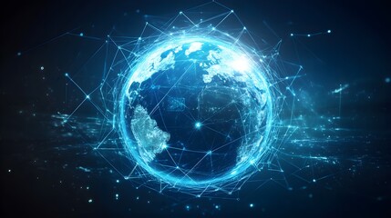 Wall Mural - futuristic digital globe with interconnected network lines